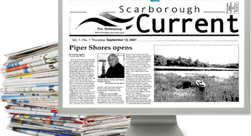 Image of the Scarborough Current newspaper on a computer screen